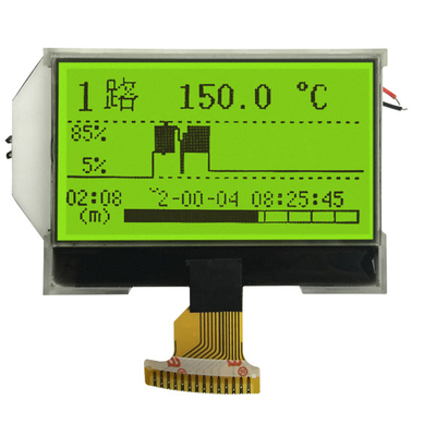 STN สีเหลืองสีเขียวขาวดำกราฟิกจอ LCD 128x64 บวก 3.3V SPI