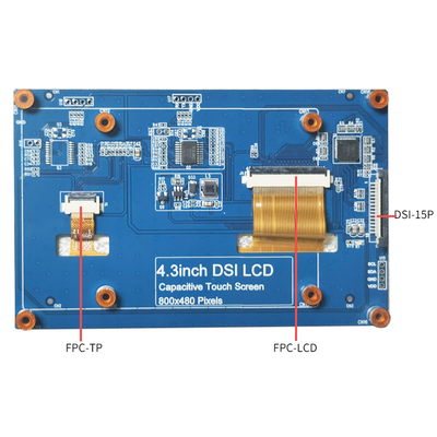 CTP 4.3 นิ้ว HDMI Raspberry Pi Dsi จอแสดงผล 800x480 มุมมองแบบเต็ม