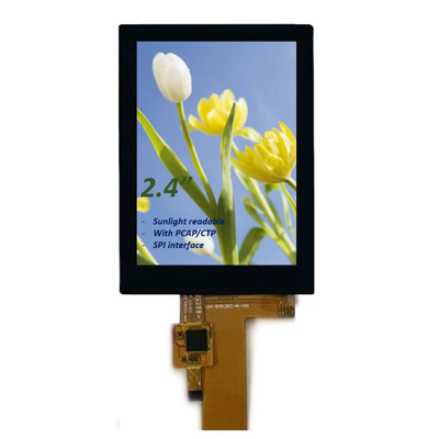 2.4 นิ้ว PCAP TFT LCD Display แสงแดดอ่านได้ 15 Pin SPI 2.4 นิ้ว ทุกมุมการดู TFT LCD ด้วย CTP