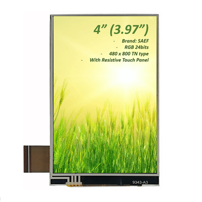 4 นิ้ว 480x800 LCD Touch Screen, Medical TFT Display 3.97 นิ้ว &amp; 4 นิ้ว อินเตอร์เฟซ RGB