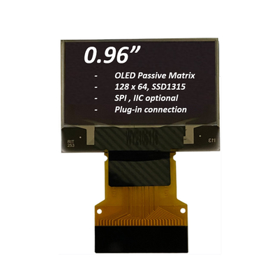 0โมดูลจอ OLED ขนาด.96 นิ้ว 128x64 พิกเซล SPI I2C อินเตอร์เฟซ Plug-In Connection