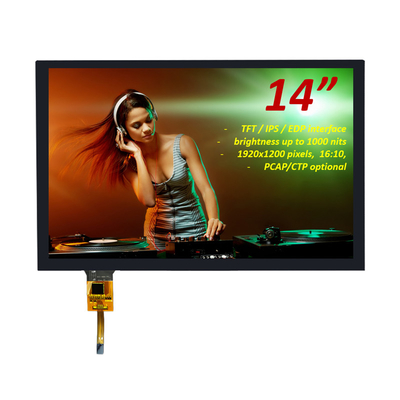 14 นิ้ว TFT LCD Display 1920x1200 พิกเซล 16:10 อินเตอร์เฟซ EDP ด้วย CTP Touch