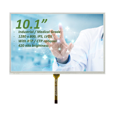 หน้าจอสัมผัส LCD ขนาด 10 นิ้ว 1280x800 จุด เกรดอุตสาหกรรม / การแพทย์
