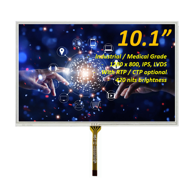 10.1 นิ้ว TFT LCD Display ความละเอียด 1280x800 พร้อมแผ่นสัมผัสแบบต้านทาน