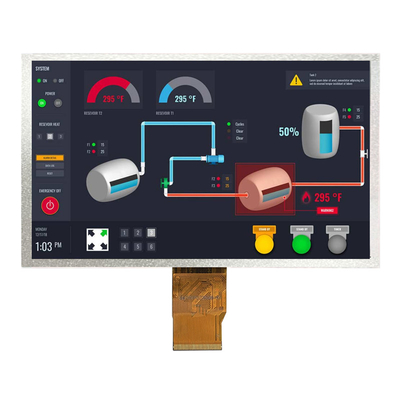 7 นิ้ว TFT LCD Display อุณหภูมิที่กว้าง RGB 1024x600 50pins HMI Screen