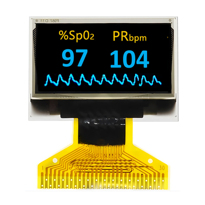 0.96 นิ้ว 128x64 จุด สีขาวและสีฟ้า สีสอง 30 Pin OLED Display ภายใน DC / DC ใน