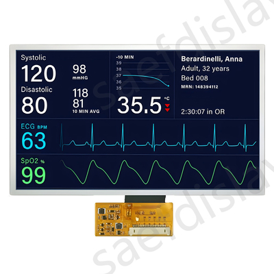 7 นิ้ว อุตสาหกรรมเกรด TFT Display LVDS อินเตอร์เฟซ 1000nits Ultra Wide ระยะอุณหภูมิการทํางาน