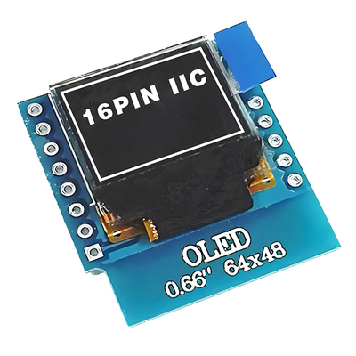 0.66 นิ้ว IIC OLED Display 16 Pin ด้วย 64x48 พิกเซล แฟนท์สีขาว/น้ําเงิน