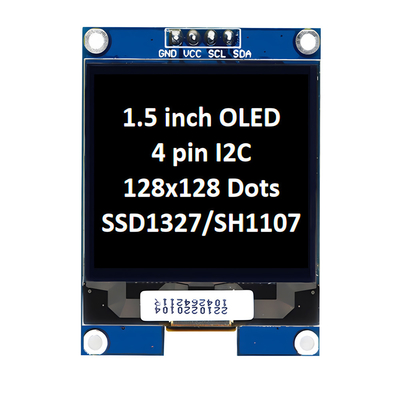 1.5 นิ้ว OLED Display Panel Module Unit 128x128 พิกเซล 4 ปิน อินเตอร์เฟซ I2C กับ LED Display Controller