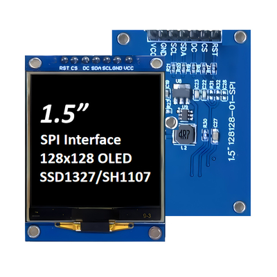 SPI 1.5 นิ้ว OLED Display 128x128 ดอท แมทริกซ์ SSD1327/SH1107G สีขาว / สีฟ้า แฟนท์ 7 พิน โมดูล