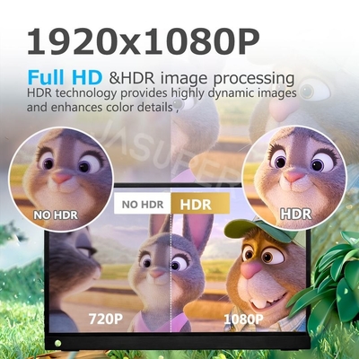 มอนิเตอร์พกพาสําหรับคอมพิวเตอร์เล็ปโต๊ป 13.3 นิ้ว,FHD 1080P USB C Travel Monitor นอกสําหรับคอมพิวเตอร์, จอแสดงภาพที่สองที่มี Kickstand