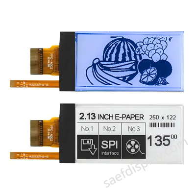 จอแสดงผล E-ink ขนาด 2.13 นิ้ว พร้อมไฟหน้า | 122×250 | รีเฟรชบางส่วน 0.3 วินาที | อินเทอร์เฟซ SPI | CTP แบบกำหนดเอง