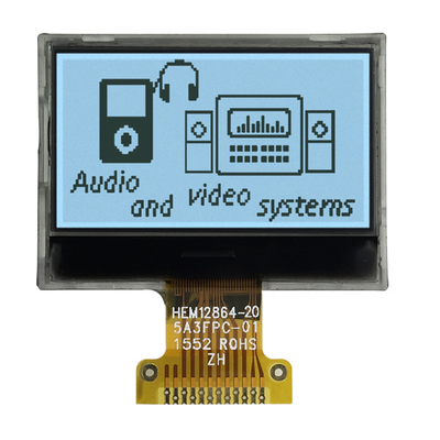 FSTN Positive 128x64 จอแสดงผล LCD COG 3.3V อินเทอร์เฟซ SPI พร้อมแสงพื้นหลังสีขาว