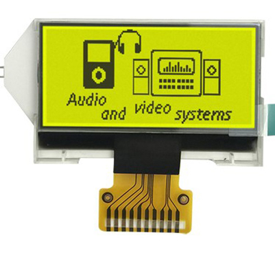 อินเทอร์เฟซ SPI 128x64 COG โมดูล LCD สีเหลืองพื้นหลังสีเขียว