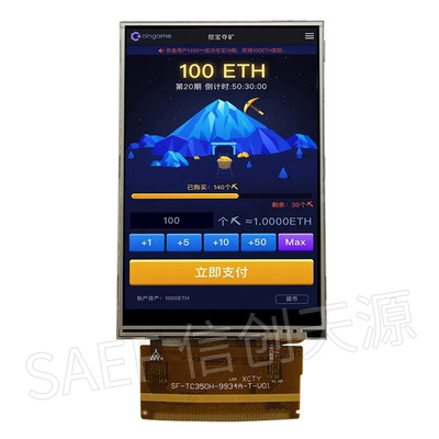 16 บิต 3.2V จอแสดงผล TFT LCD 320x480 ประเภทแนวตั้ง TN พร้อมไฟพื้นหลัง LED สีขาว