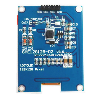 1.5 นิ้ว OLED Display Panel Module Unit 128x128 พิกเซล 4 ปิน อินเตอร์เฟซ I2C กับ LED Display Controller