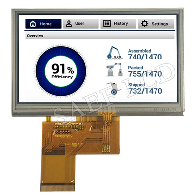 หน้าจอ LCD TFT ขนาด 4.3 นิ้ว 480x272 IPS มุมมองภาพเต็มรูปแบบอินเทอร์เฟซ RGB พร้อมแผงสัมผัส LCD TFT แบบ Resistive
