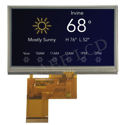 480x272 LCD TFT 4.3 นิ้ว 40 PINS IPS มุมมองแบบเต็มอินเทอร์เฟซ RGB