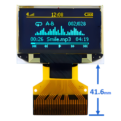 0.96 นิ้ว 30 Pin ZIF Connector OLED ผนังจอบาง 128x64 ดอท แมทริกซ์ SPI อินเตอร์เฟซ I2C